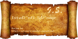 Istvánfi Sándor névjegykártya
